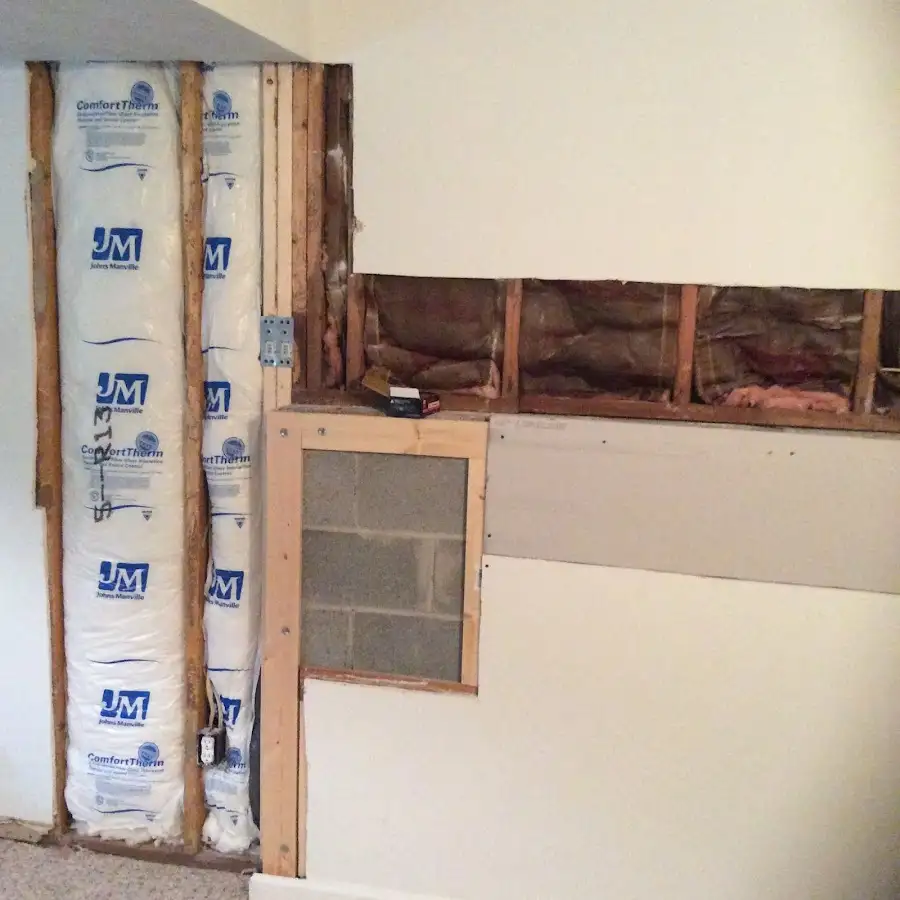 Wall insulation replacement during Basement Flood Cleanup in Lamont